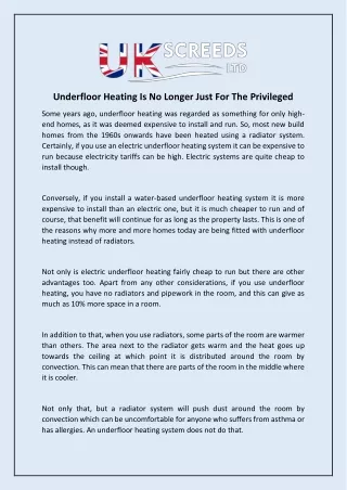 underfloor heating is no longer just
