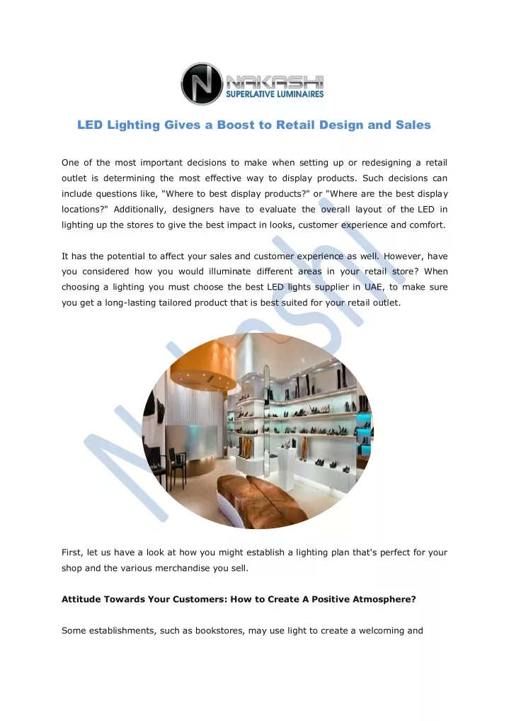 led lighting gives a boost to retail design