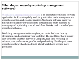 What do you mean by workshop management software?