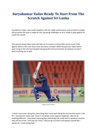suryakumar yadav ready to start from the scratch