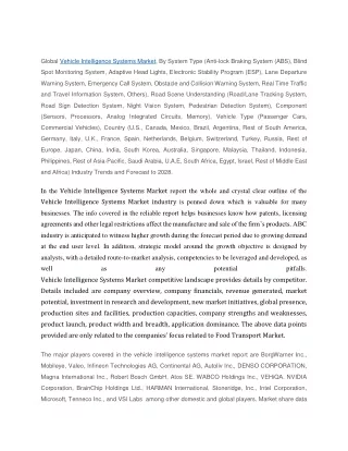 global vehicle intelligence systems market