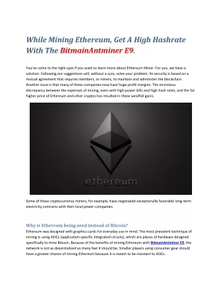 while mining ethereum get a high hashrate with