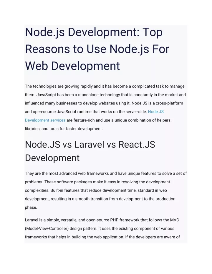 node js development top reasons to use node