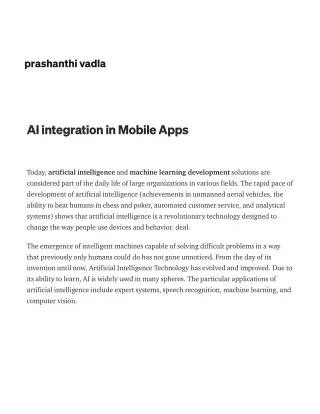 AI integration in Mobile Apps.