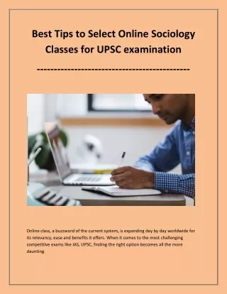 Best Tips to Select Online Sociology Classes for UPSC Examination