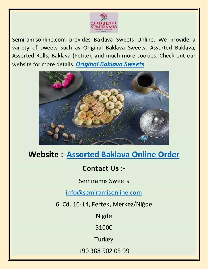 semiramisonline com provides baklava sweets