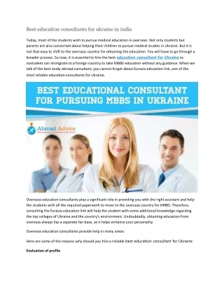 Best education consultants for ukraine in india
