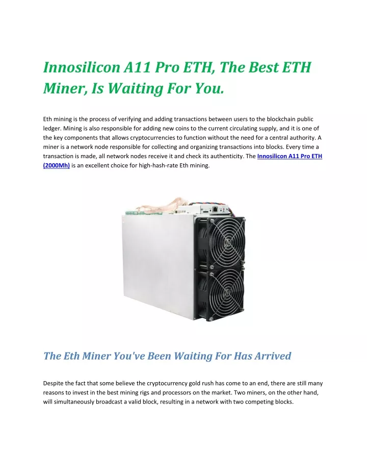 innosilicon a11 pro eth the best eth miner