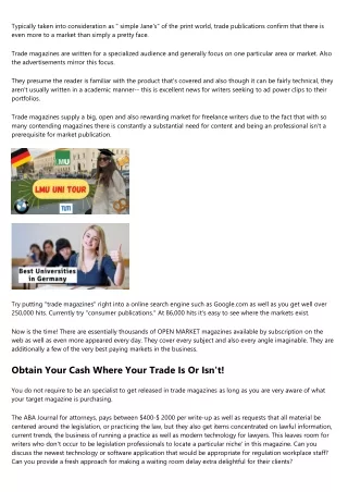 Trade Writing - for  Money! in 21st Century