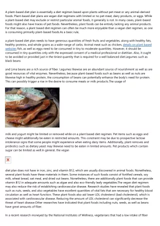 a plant based diet plan is essentially a diet