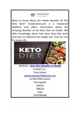 Keto Diet Benefits to Health | Foodsisland.com