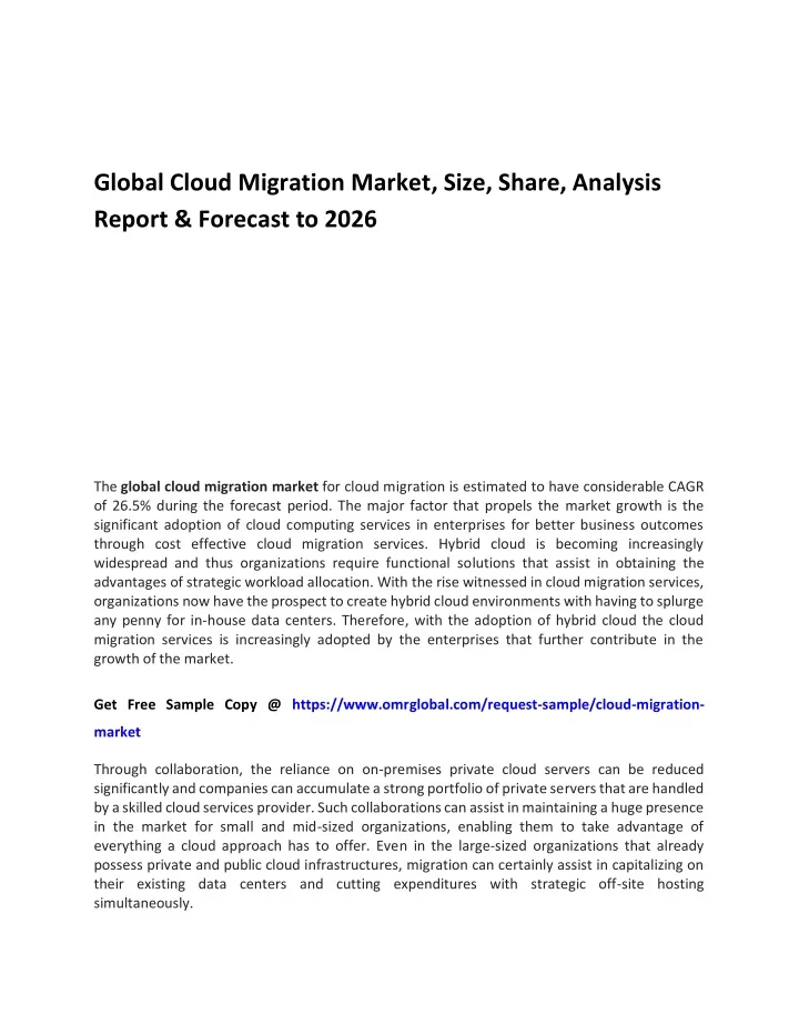 global cloud migration market size share analysis