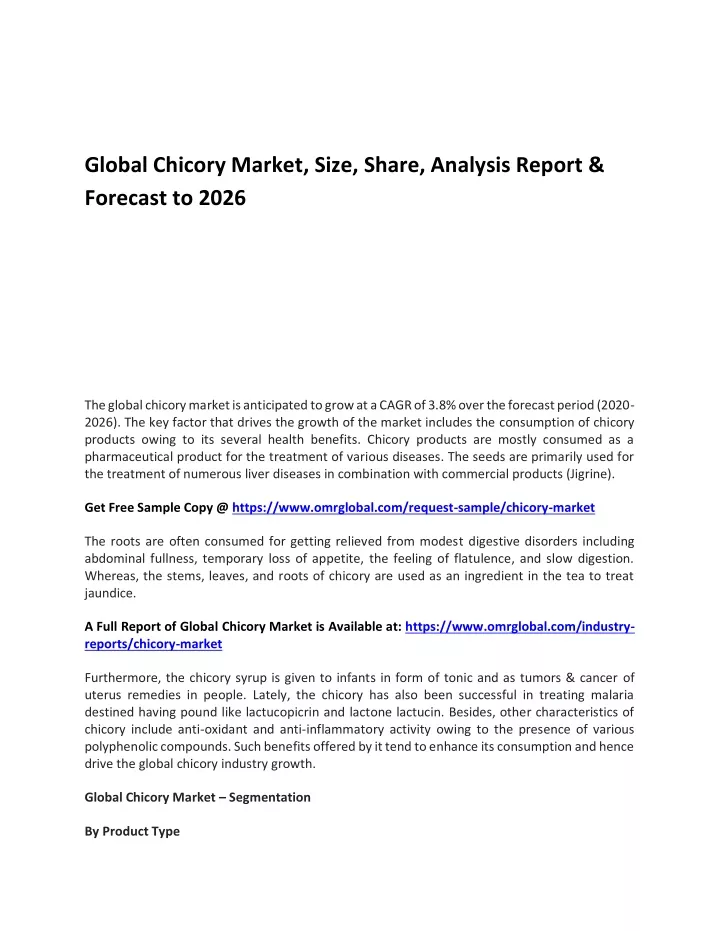 global chicory market size share analysis report