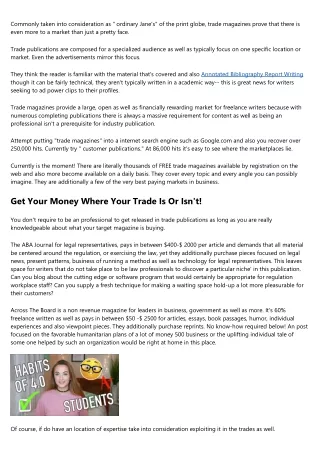 Trade Writing - for  Cash money! in 21st Century
