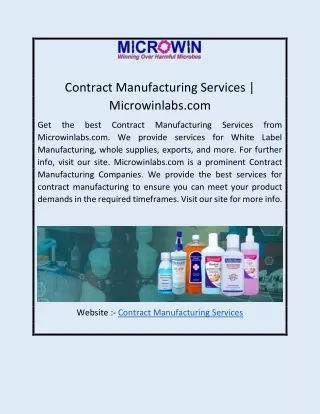 Contract Manufacturing Services | Microwinlabs.com