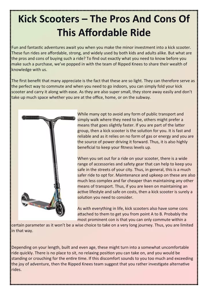 kick scooters the pros and cons of this