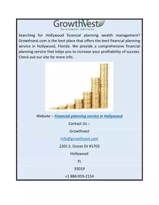 Financial Planning Service in Hollywood  Growthvest.com