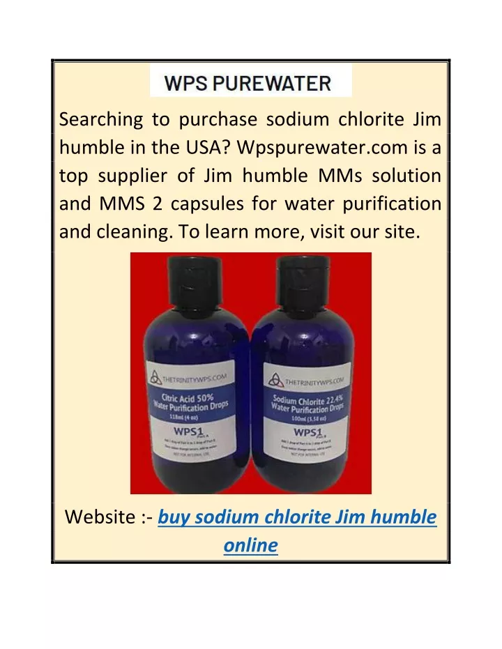 searching to purchase sodium chlorite jim humble