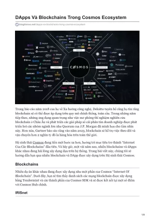 dapps v blockchains trong cosmos ecosystem