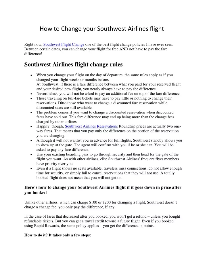 how to change your southwest airlines flight