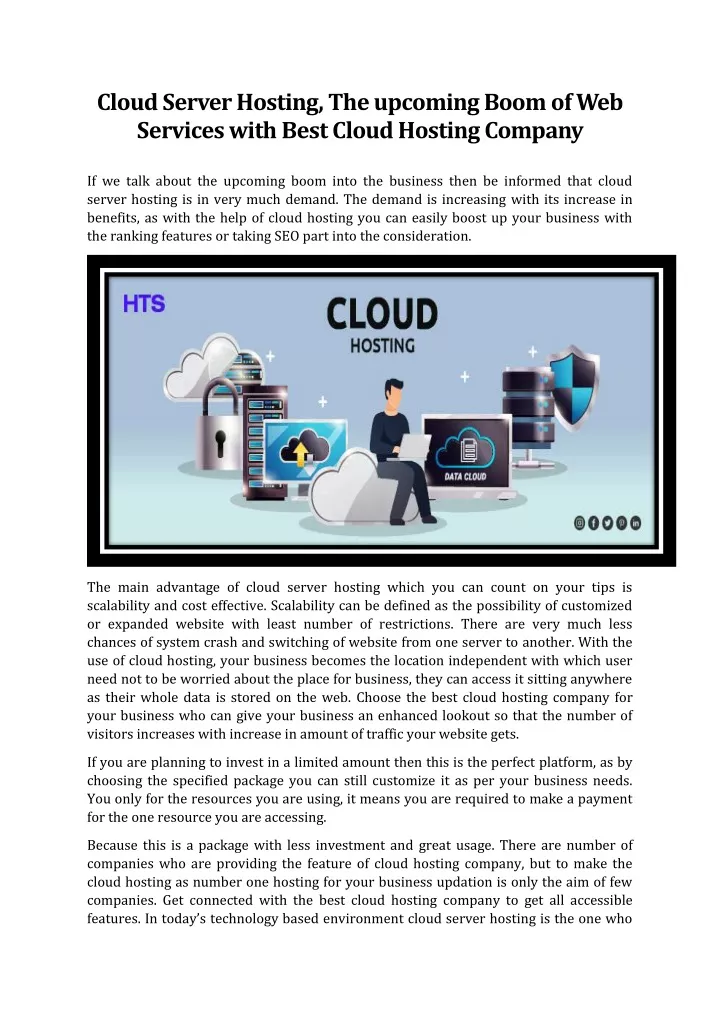 cloud server hosting the upcoming boom