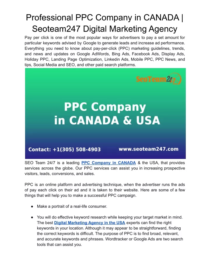 professional ppc company in canada seoteam247