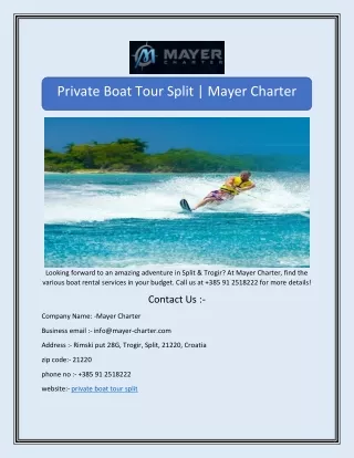 Private Boat Tour Split | Mayer Charter