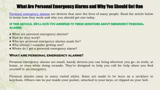 what are personal emergency alarms