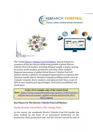 Electric Vehicles Fuel Cell Market Analysis 2021 | Global Demand Analysis, Trend