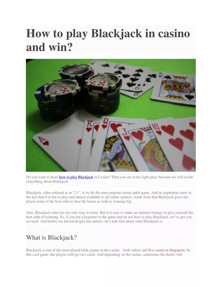 how to play blackjack in casino and win