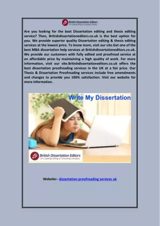 Dissertation Proofreading Services UK  British Dissertation Editors.co.uk