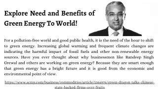 Explore Need and Benefits of Green Energy To World!