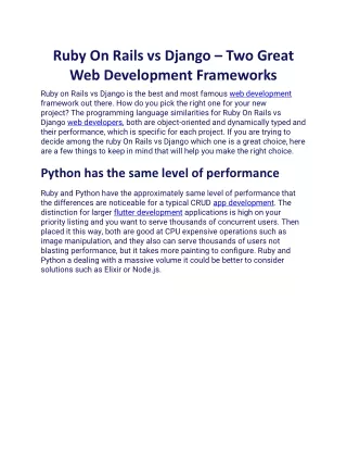ruby on rails vs django two great web development