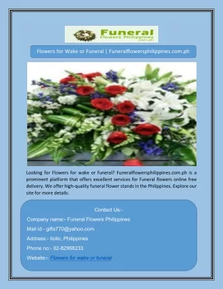 Flowers for Wake or Funeral | Funeralflowersphilippines.com.ph