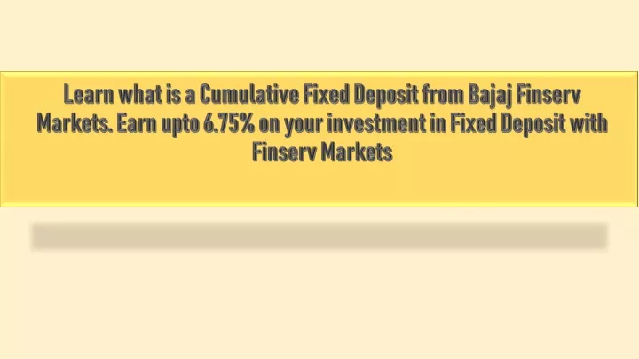 learn what is a cumulative fixed deposit from