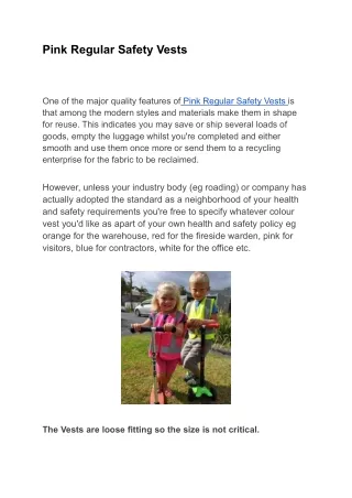 Pink Regular Safety Vests