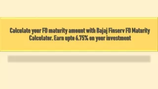 FD maturity calculator
