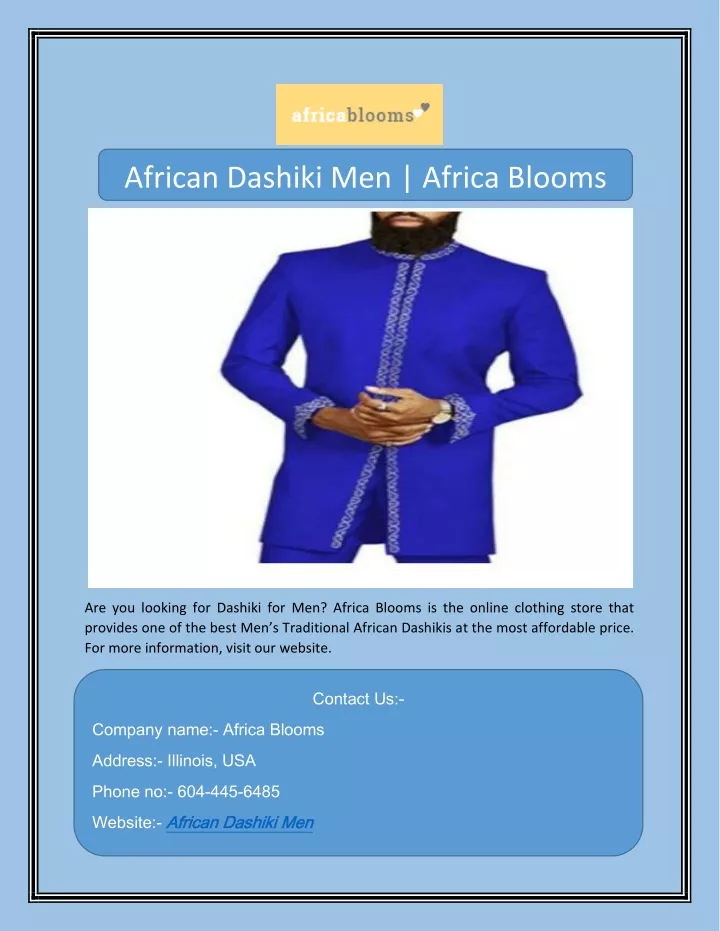 african dashiki men africa blooms