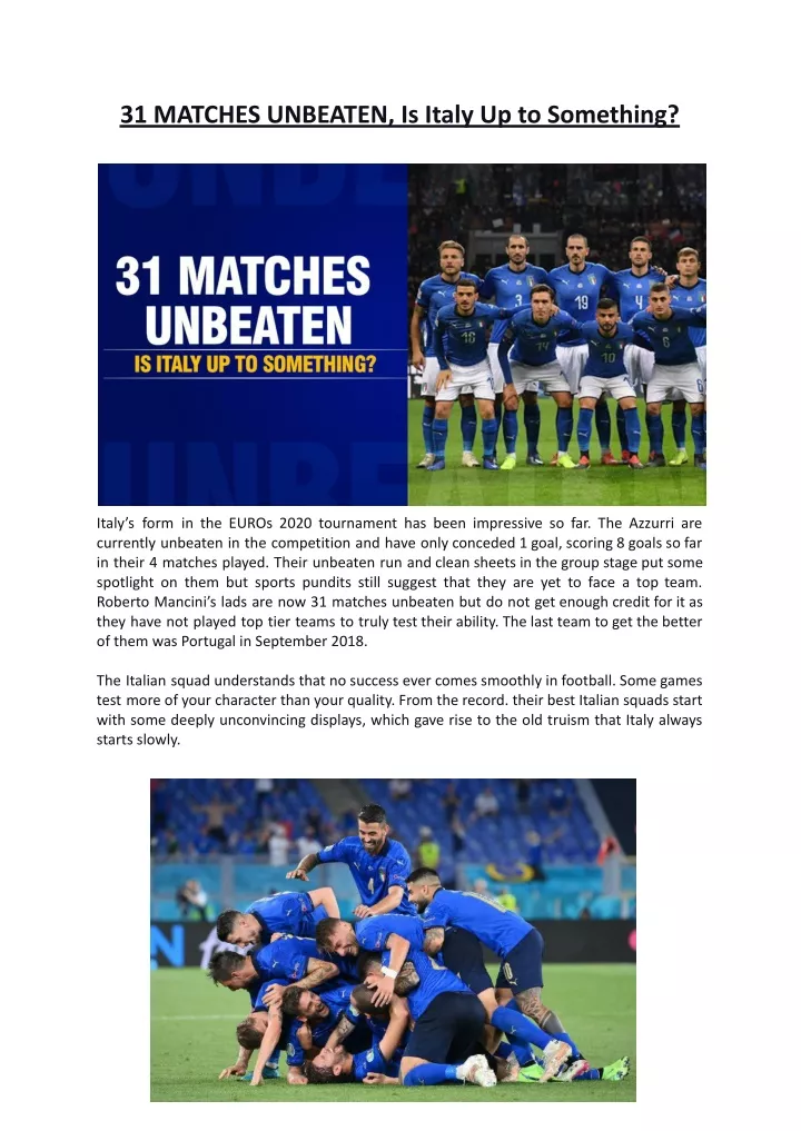 31 matches unbeaten is italy up to something
