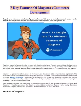 7 Key Features Of Magento ECommerce Development
