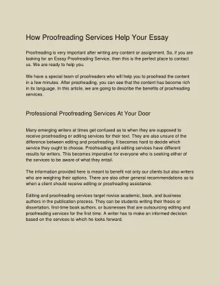 How Proofreading Services Help Your Essay