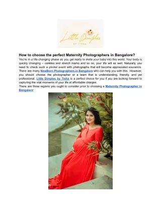 How to choose the perfect Maternity Photographers in Bangalore_