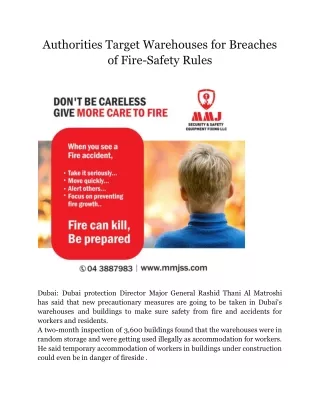 Authorities Target Warehouses for Breaches of Fire-Safety Rules