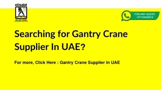 Gantry Crane Supplier In UAE | Crane Rental Companies In UAE