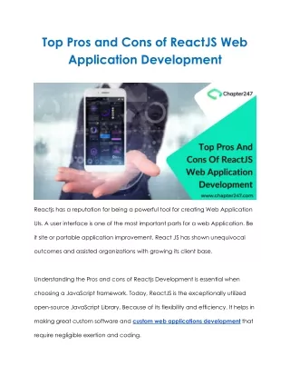 top pros and cons of reactjs web application