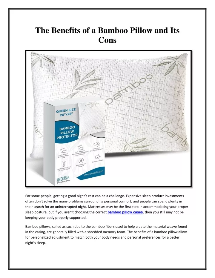 the benefits of a bamboo pillow and its cons