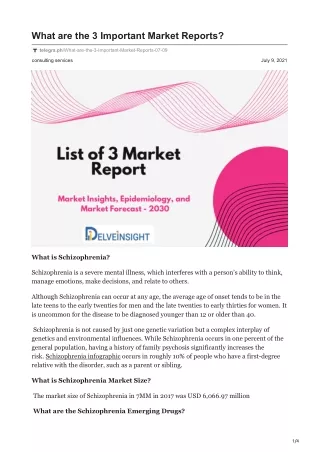 what are the 3 important market reports