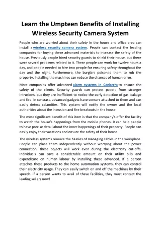 learn the umpteen benefits of installing wireless