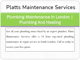 Plumbing Maintenance In London | Plumbing And Heating