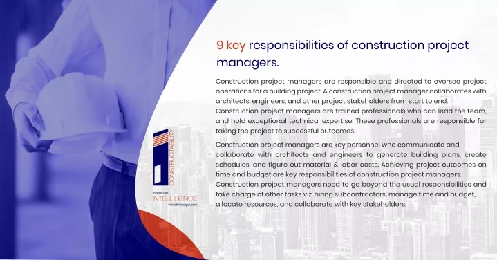 9 key responsibilities of construction project